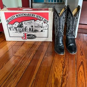 Justin women’s lizard black boots